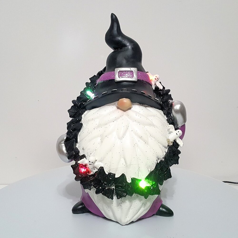 NEW Light Up Ceramic COLOR CHANGING Halloween Gnome NIB